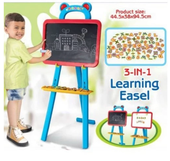 3-in-1 Learning Easel – Magnetic Whiteboard, Blackboard, and Educational Playset