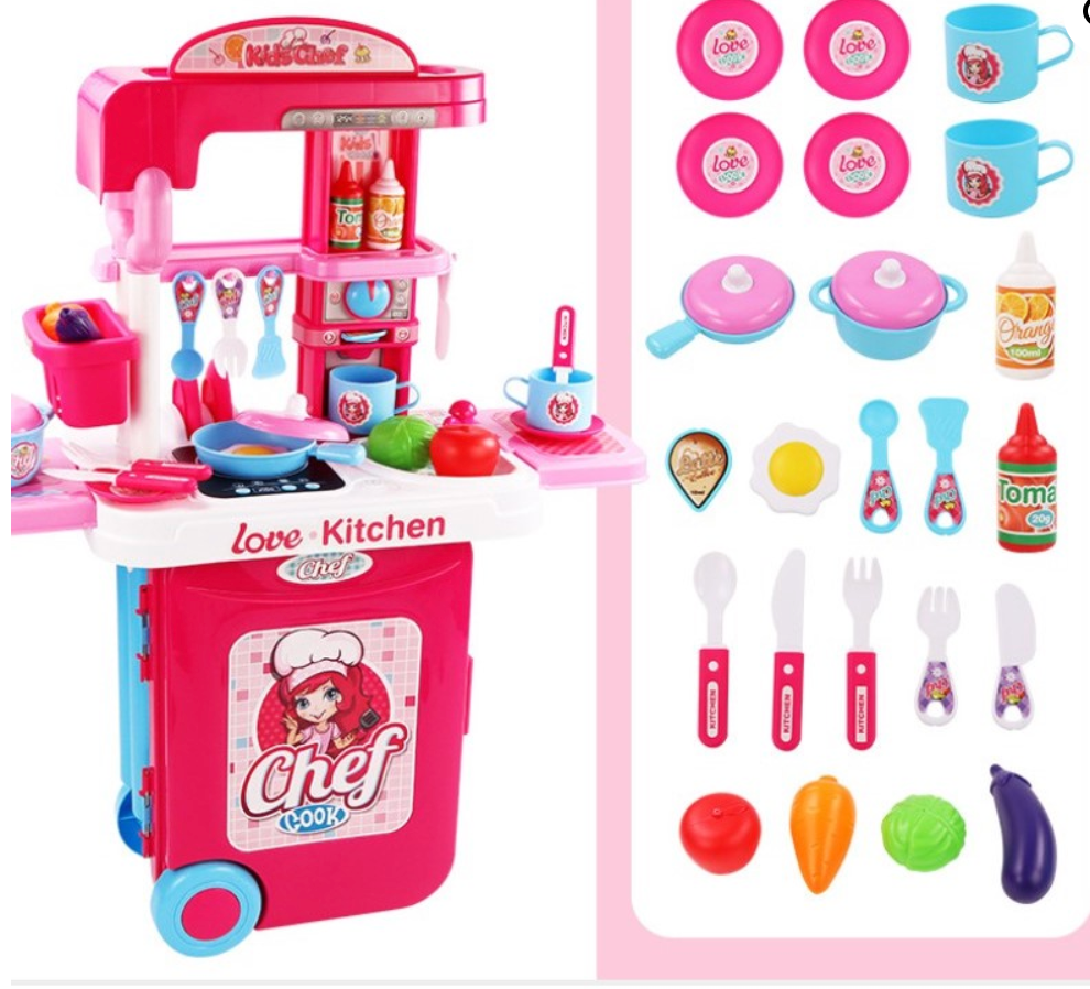 3-in-1 Kitchen Set – Chef Cook with Outfit and Mini Luggage for Kids 3+
