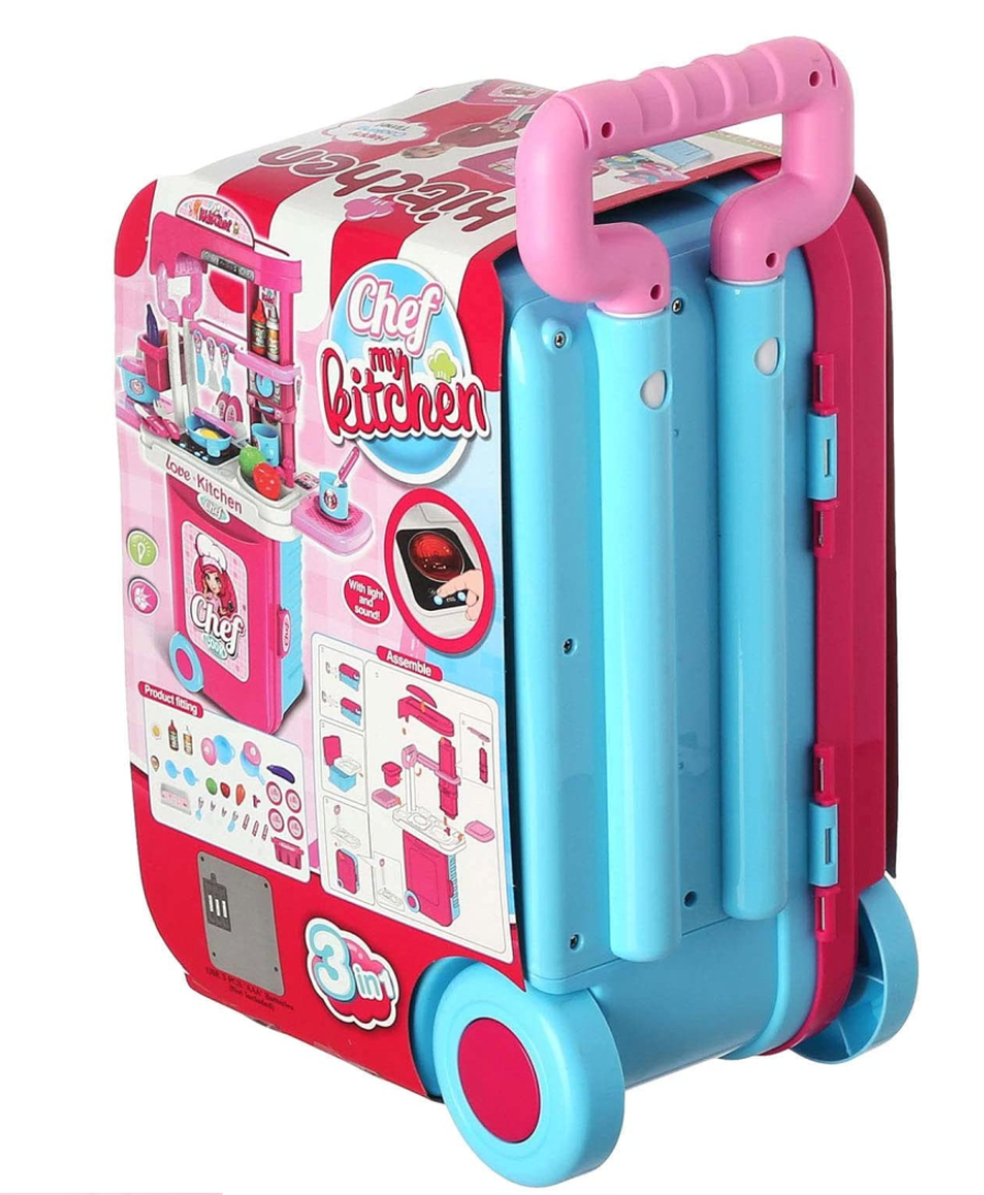 3-in-1 Kitchen Set – Chef Cook with Outfit and Mini Luggage for Kids 3+