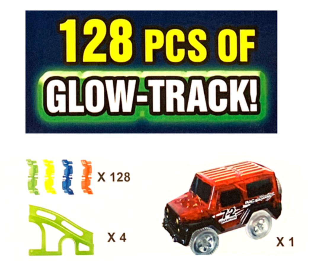 Twister Glow-Track – 128-Piece Flexible Glow-in-the-Dark Racetrack