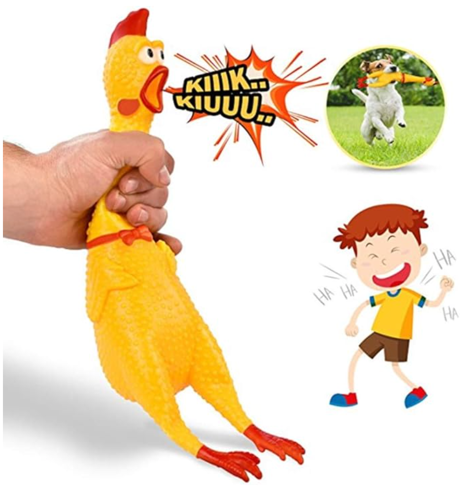 Shrilling Squeaky Rubber Chicken – Hilarious Noise-Making Novelty Toy - Age 6+