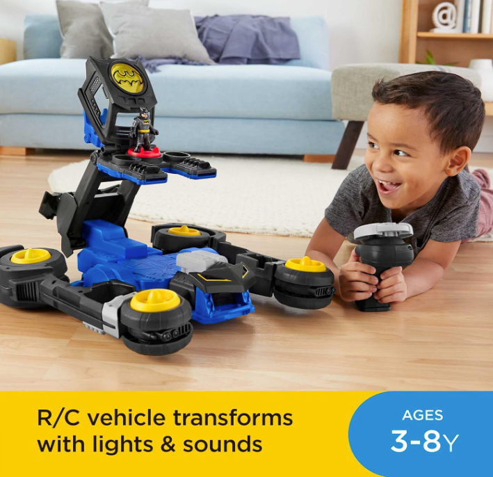 Imaginext DC Super Friends Transforming Batmobile RC Car – Lights, Sounds, and Battle Action for Kids Ages 3+