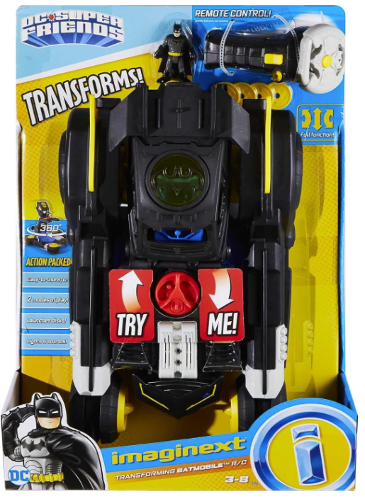 Imaginext DC Super Friends Transforming Batmobile RC Car – Lights, Sounds, and Battle Action for Kids Ages 3+
