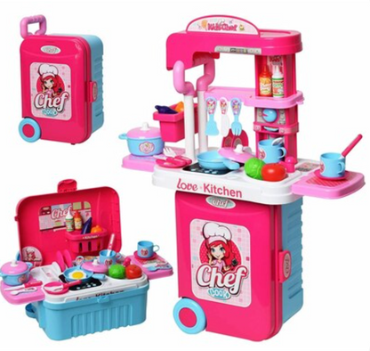 3-in-1 Kitchen Set – Chef Cook with Outfit and Mini Luggage for Kids 3+