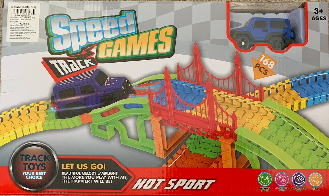 Speed Track Games – 168-Piece Racing Track with Melody & Lights ...