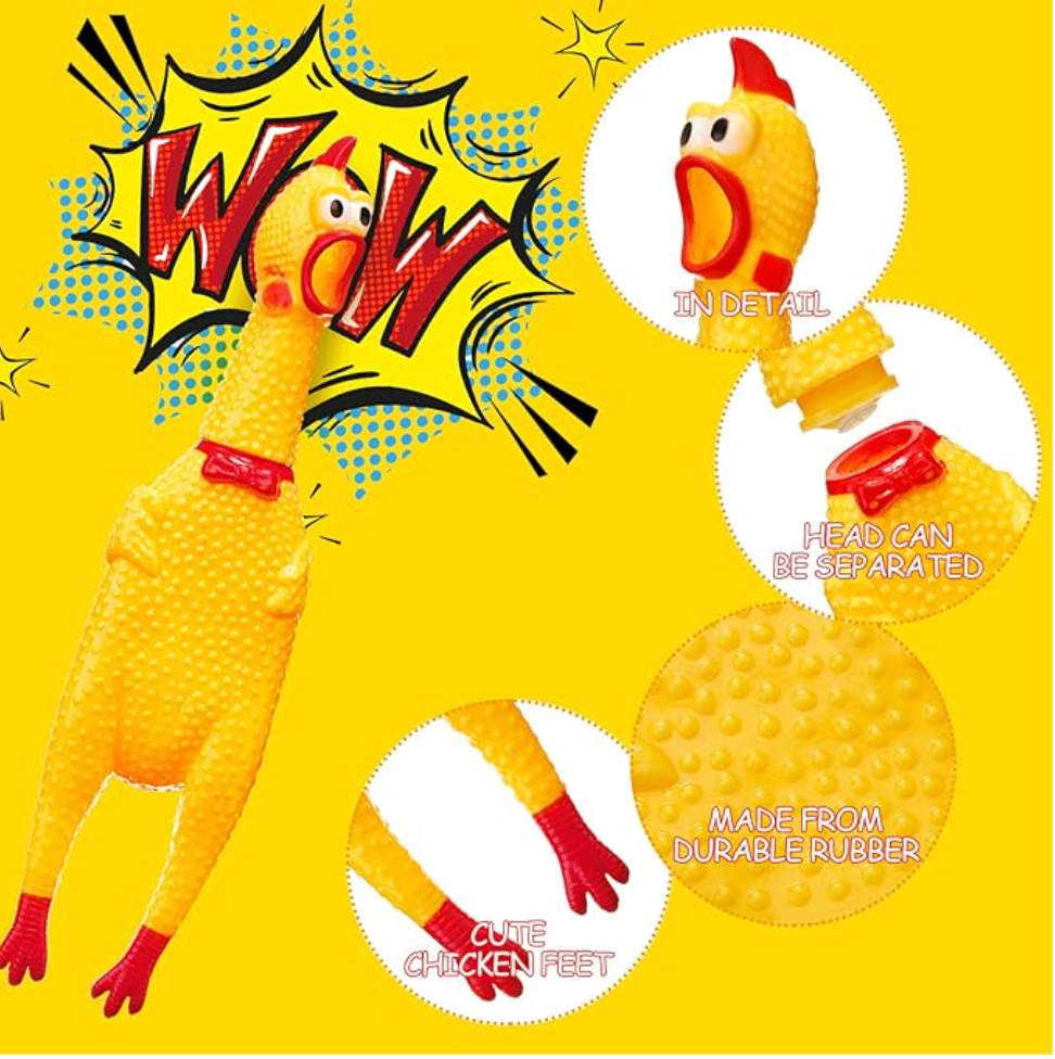 Shrilling Squeaky Rubber Chicken – Hilarious Noise-Making Novelty Toy - Age 6+