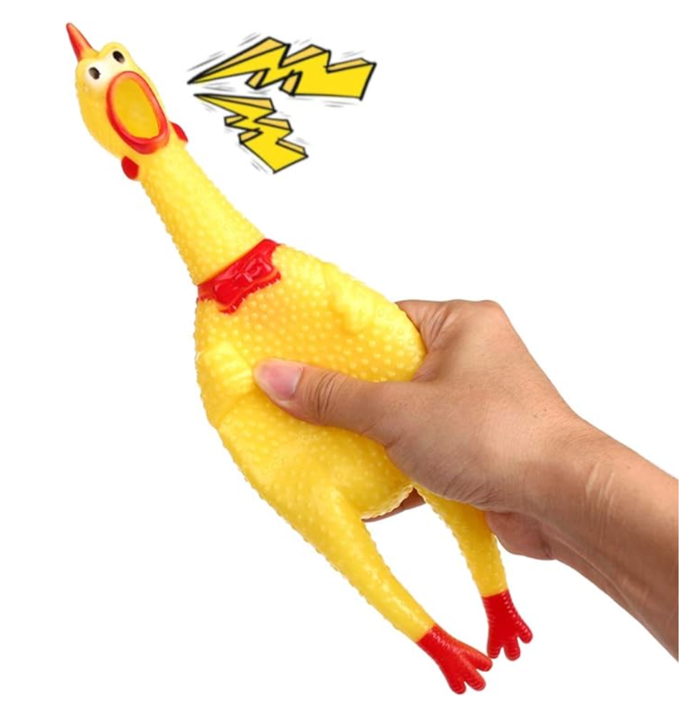 Shrilling Squeaky Rubber Chicken – Hilarious Noise-Making Novelty Toy - Age 6+